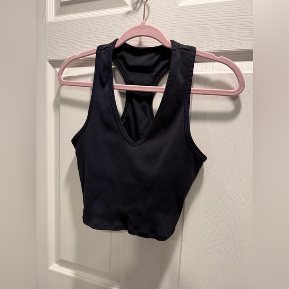 Alo Yoga Ribbed Aspire Tank Black w/ Built-In Shelf Bra Racerback Size Medium - Picture 4 of 9